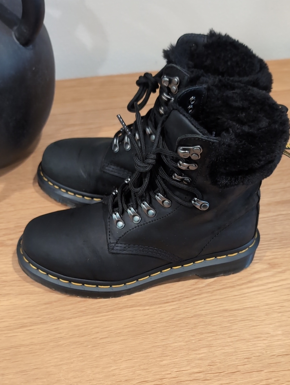 DR. MARTENS 1460 SERENA COLLAR STREETER FAUX FUR LINED LACE UP BOOTS - Picture 5 of 6